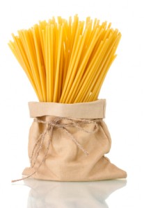 Pasta in a bag isolated on white